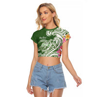 Aloha Molokai Island Personalized Raglan Cropped T Shirt Sage Dreamy Turtle
