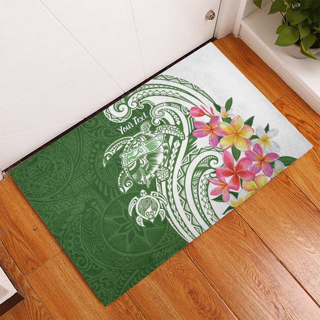 Aloha Molokai Island Personalized Rubber Doormat Sage Dreamy Turtle
