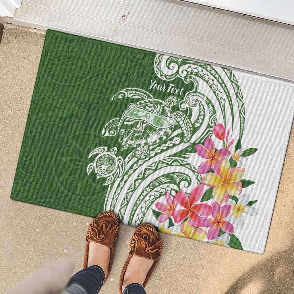 Aloha Molokai Island Personalized Rubber Doormat Sage Dreamy Turtle