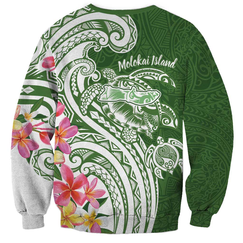 Aloha Molokai Island Personalized Sweatshirt Sage Dreamy Turtle