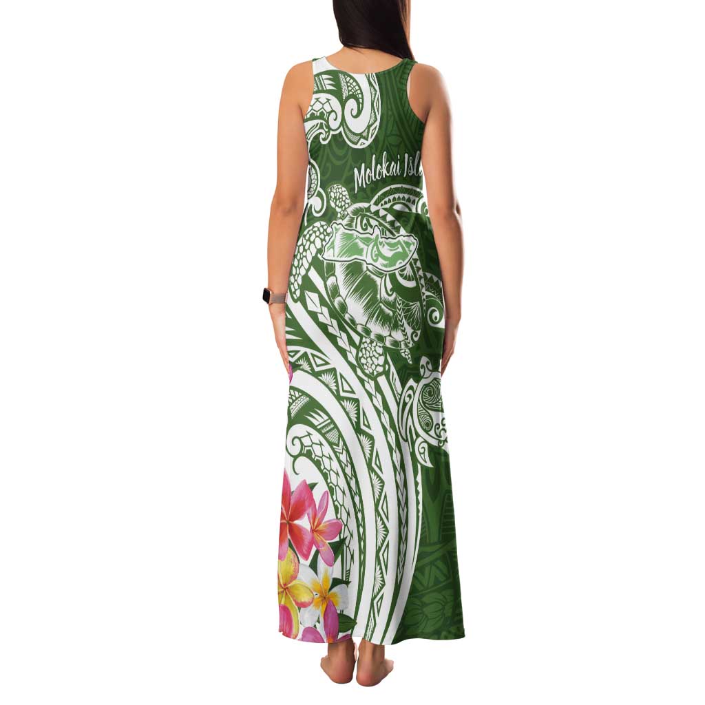 Aloha Molokai Island Personalized Tank Maxi Dress Sage Dreamy Turtle