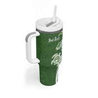 Aloha Molokai Island Personalized Tumbler With Handle Sage Dreamy Turtle
