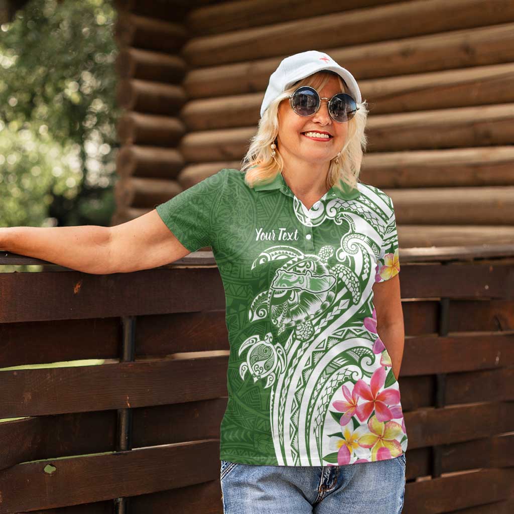 Aloha Molokai Island Personalized Women Polo Shirt Sage Dreamy Turtle