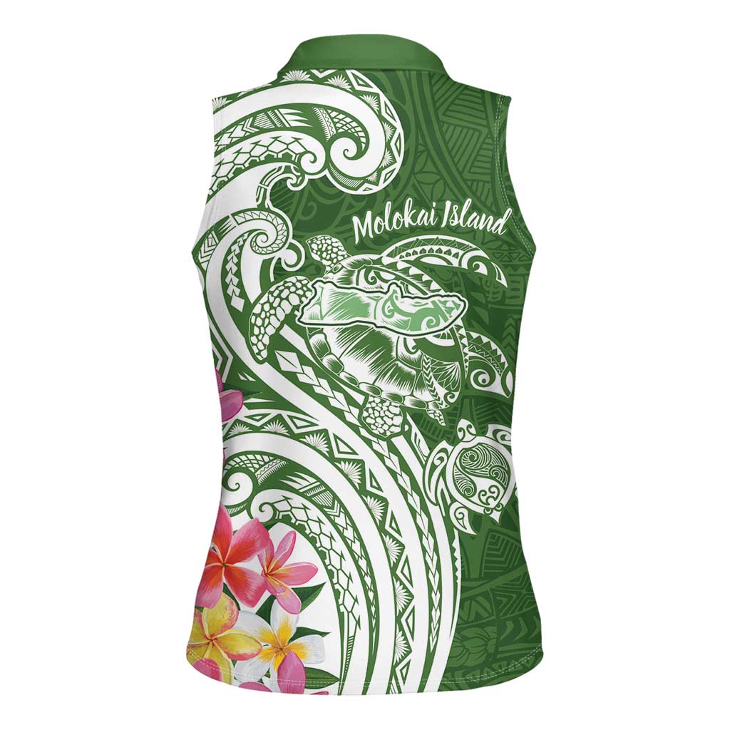 Aloha Molokai Island Personalized Women Sleeveless Polo Shirt Sage Dreamy Turtle