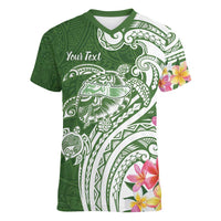Aloha Molokai Island Personalized Women V-Neck T-Shirt Sage Dreamy Turtle