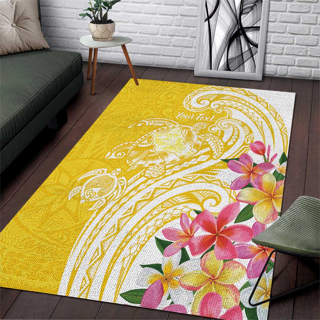Aloha Oahu Island Personalized Area Rug Yellow Dreamy Turtle