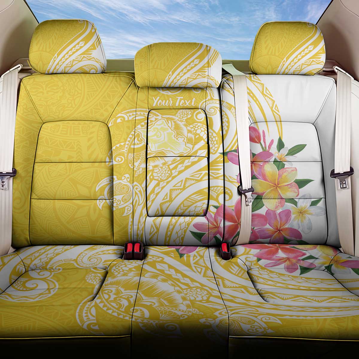 Aloha Oahu Island Personalized Back Car Seat Cover Yellow Dreamy Turtle