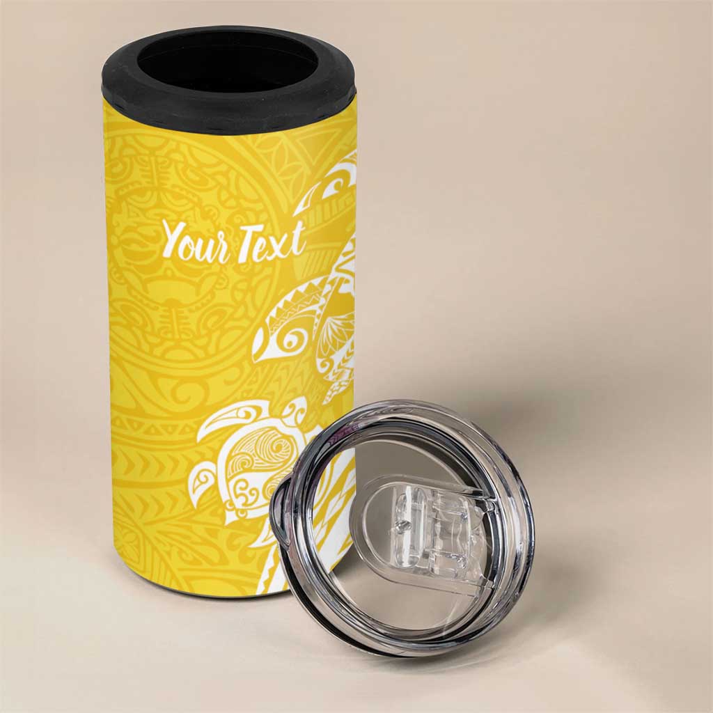 Aloha Oahu Island Personalized 4 in 1 Can Cooler Tumbler Yellow Dreamy Turtle LT7 - Polynesian Pride