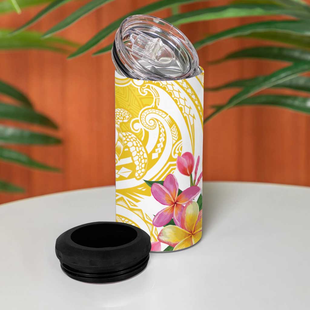 Aloha Oahu Island Personalized 4 in 1 Can Cooler Tumbler Yellow Dreamy Turtle LT7 - Polynesian Pride