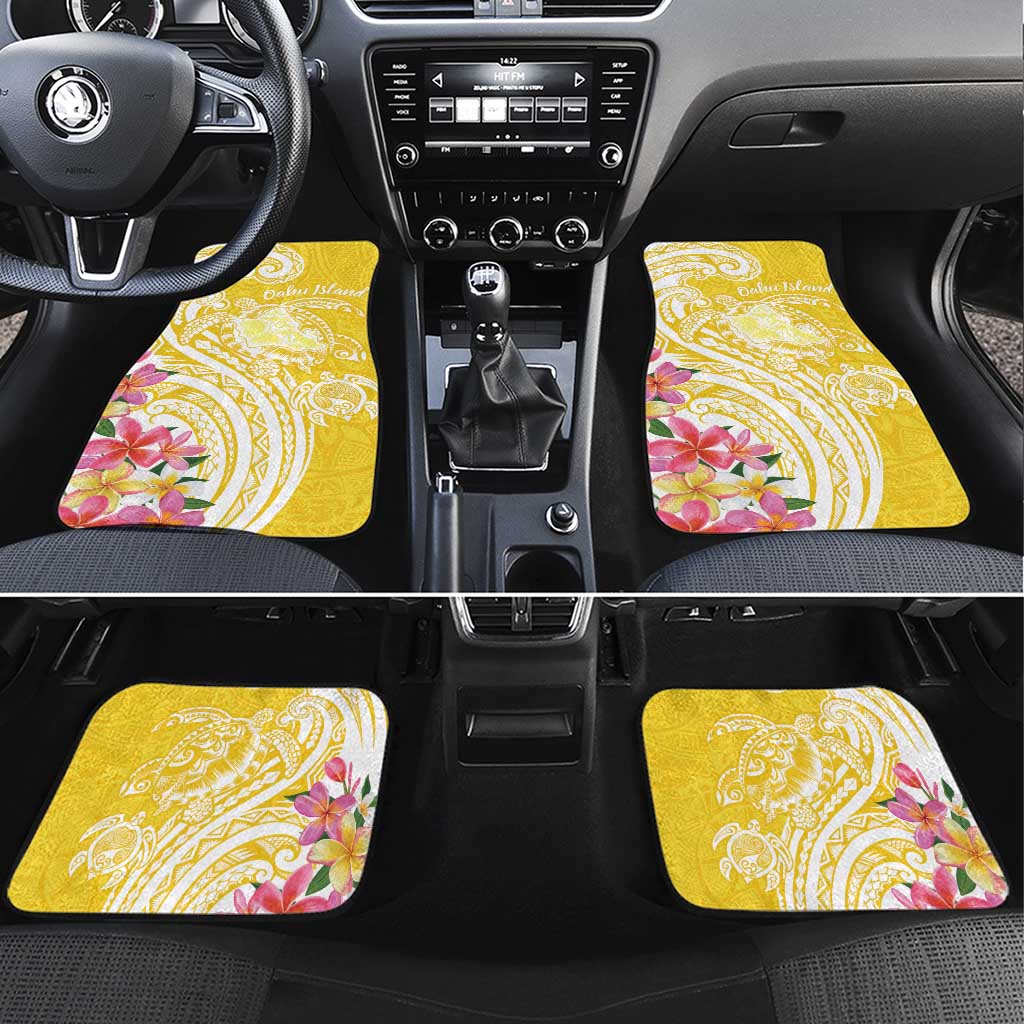 Aloha Oahu Island Personalized Car Mats Yellow Dreamy Turtle LT7 Set 4pcs Yellow - Polynesian Pride