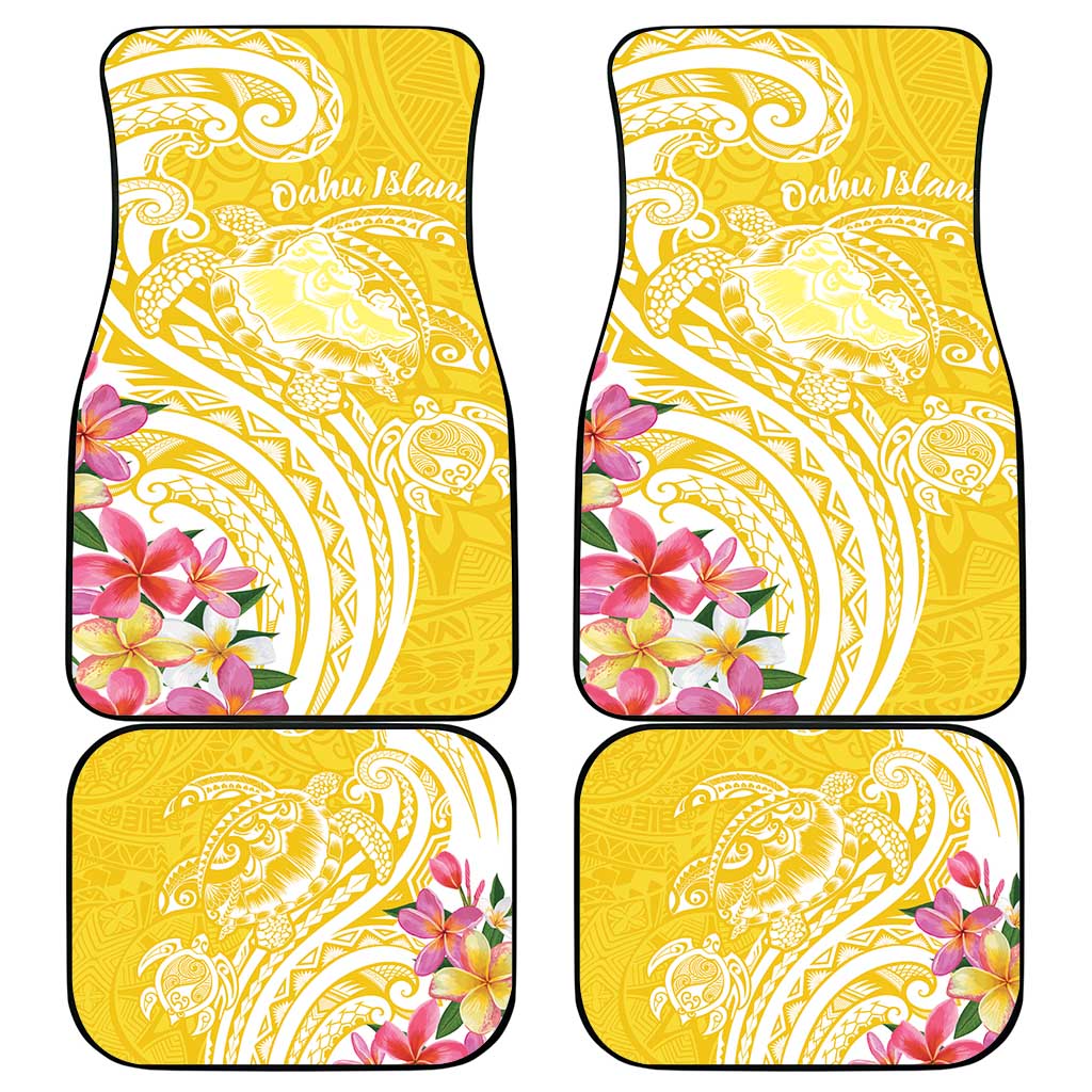 Aloha Oahu Island Personalized Car Mats Yellow Dreamy Turtle LT7 - Polynesian Pride