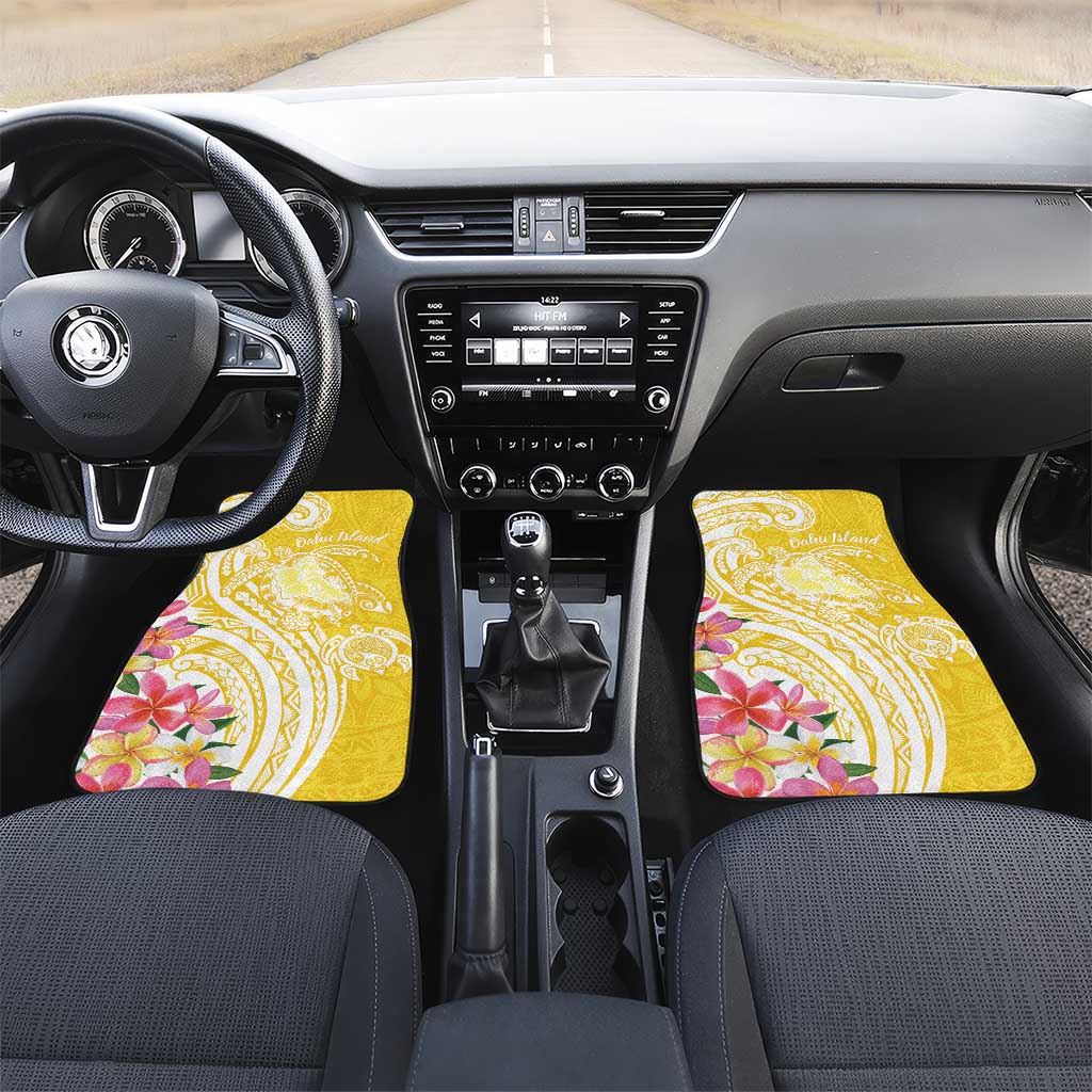 Aloha Oahu Island Personalized Car Mats Yellow Dreamy Turtle LT7 Set 2pcs - Front Yellow - Polynesian Pride