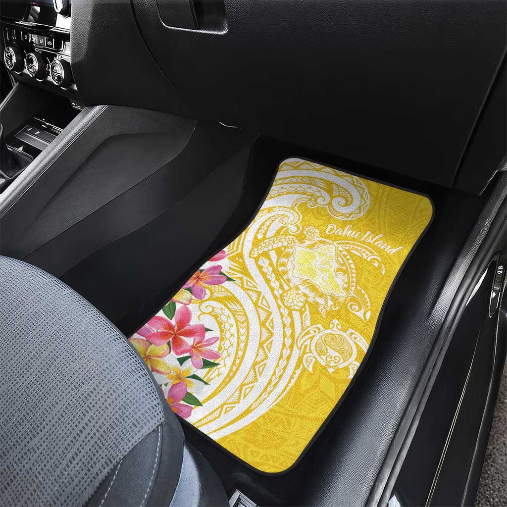 Aloha Oahu Island Personalized Car Mats Yellow Dreamy Turtle LT7 - Polynesian Pride