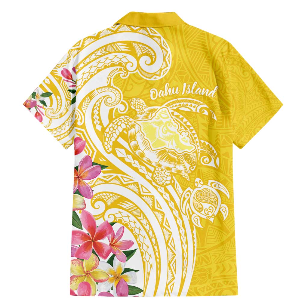 Aloha Oahu Island Personalized Family Matching Puletasi and Hawaiian Shirt Yellow Dreamy Turtle