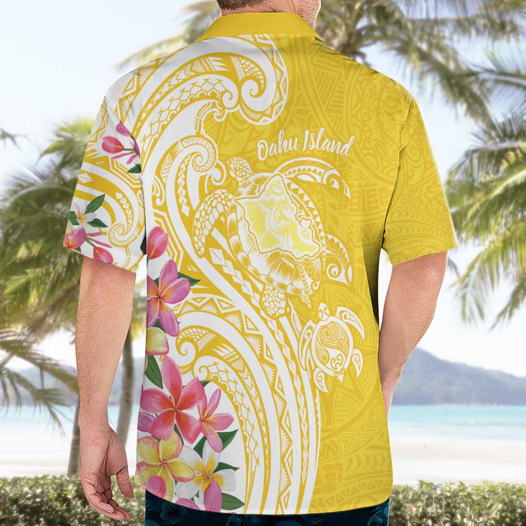 Aloha Oahu Island Personalized Hawaiian Shirt Yellow Dreamy Turtle LT7 - Polynesian Pride