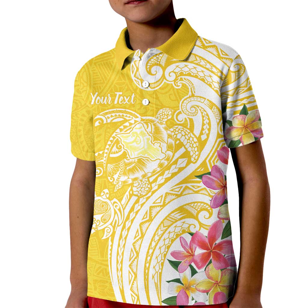 Aloha Oahu Island Personalized Kid Polo Shirt Yellow Dreamy Turtle