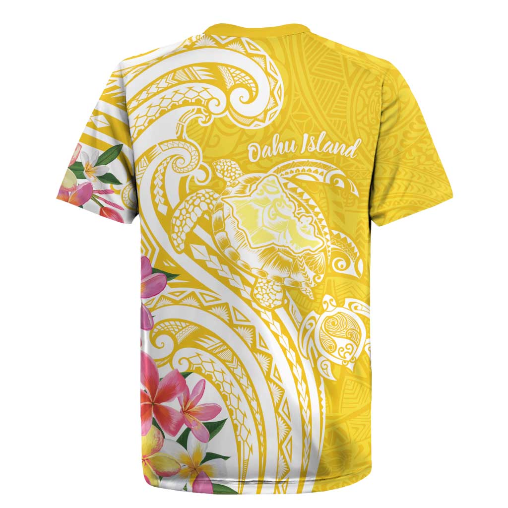 Aloha Oahu Island Personalized Rugby Jersey Yellow Dreamy Turtle