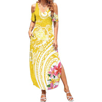 Aloha Oahu Island Personalized Summer Maxi Dress Yellow Dreamy Turtle
