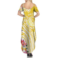Aloha Oahu Island Personalized Summer Maxi Dress Yellow Dreamy Turtle