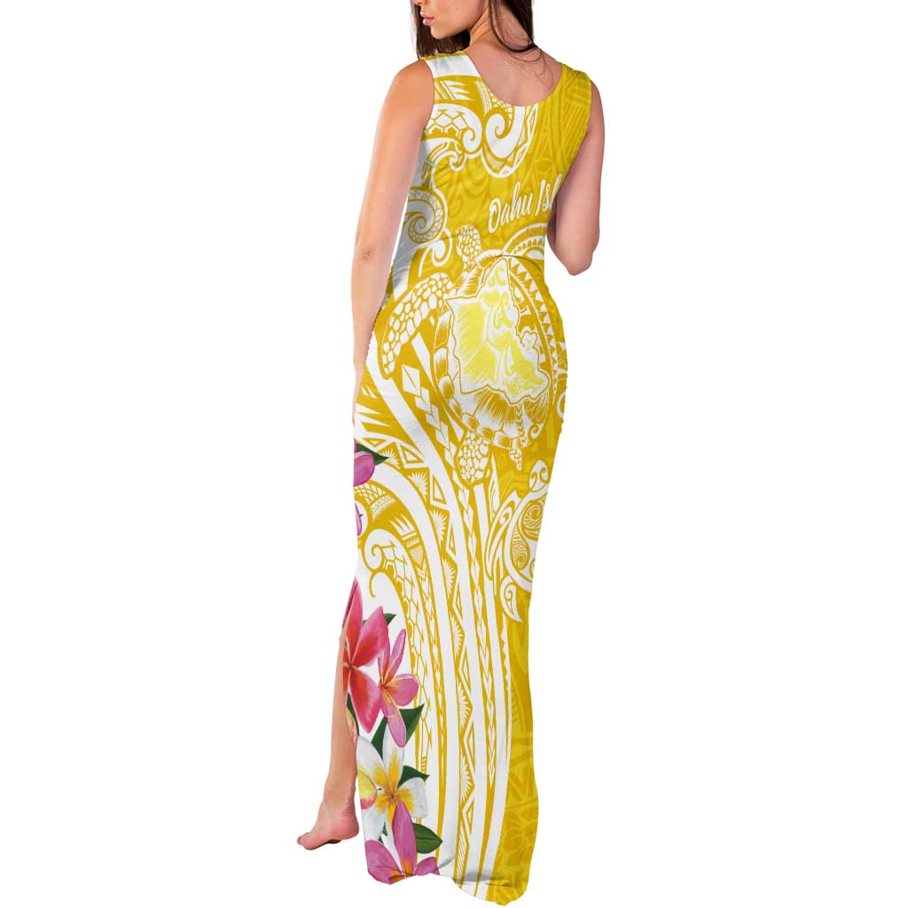 Aloha Oahu Island Personalized Tank Maxi Dress Yellow Dreamy Turtle