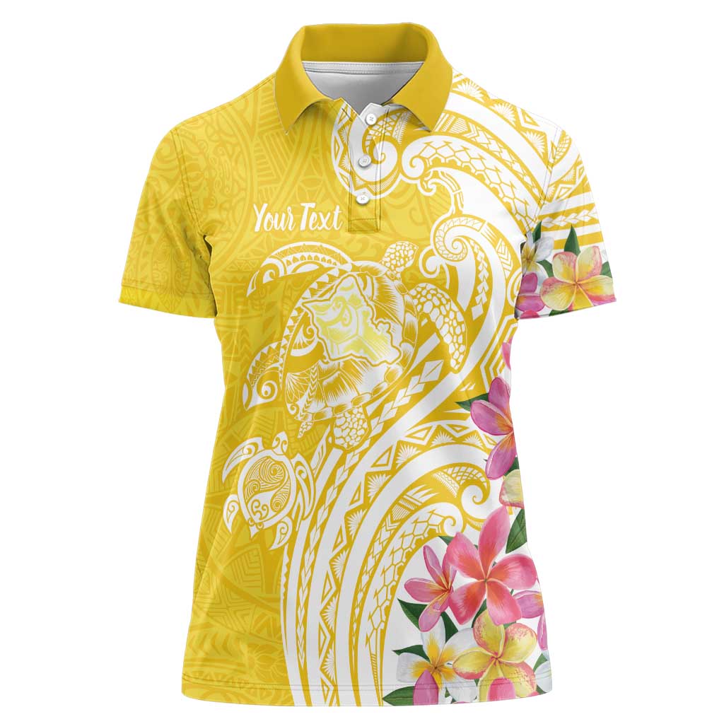 Aloha Oahu Island Personalized Women Polo Shirt Yellow Dreamy Turtle