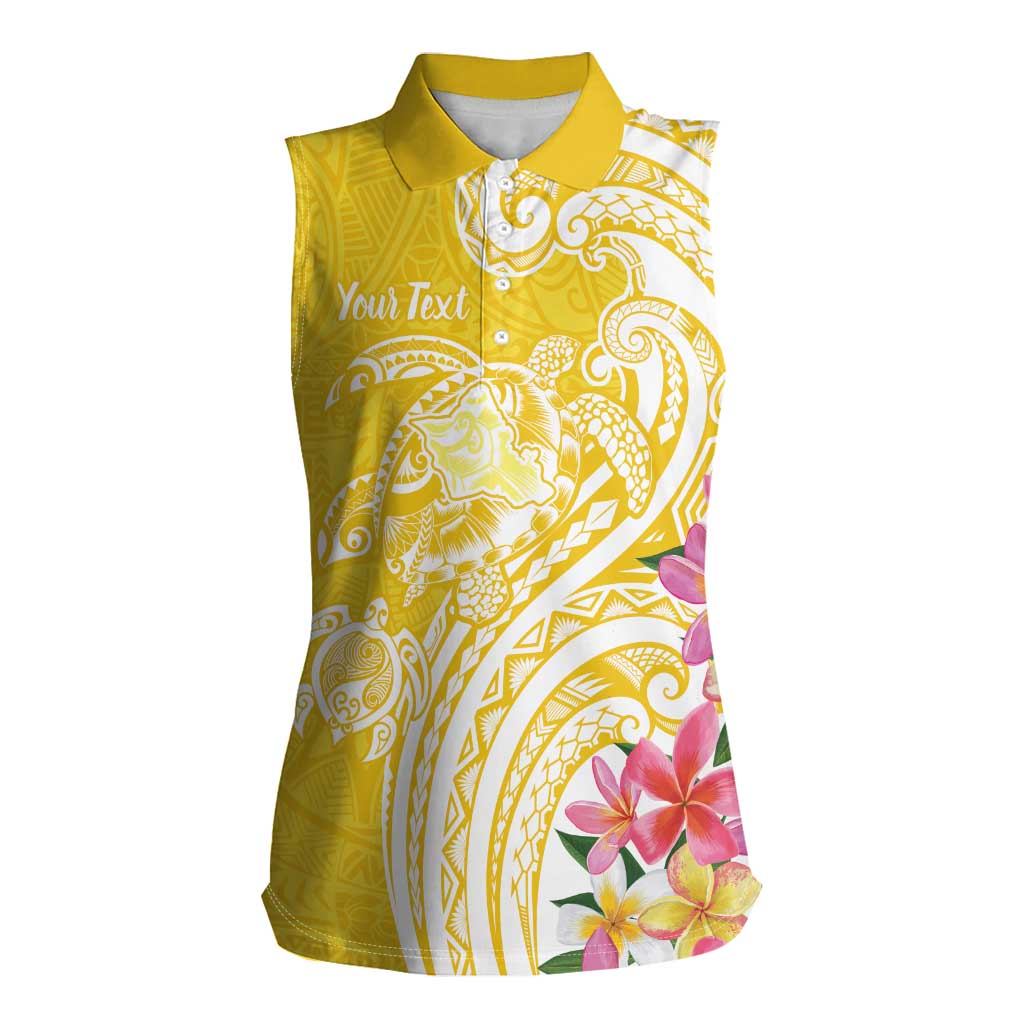 Aloha Oahu Island Personalized Women Sleeveless Polo Shirt Yellow Dreamy Turtle