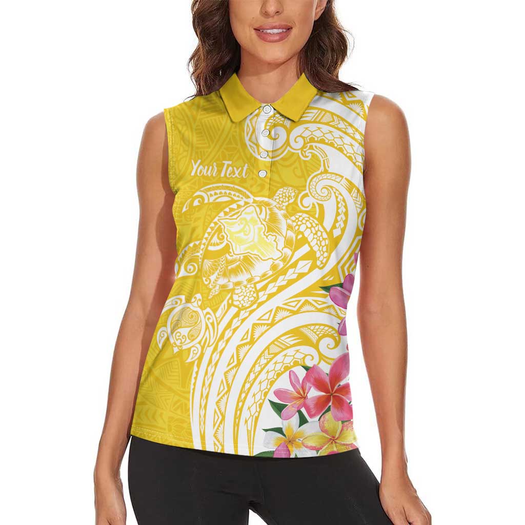 Aloha Oahu Island Personalized Women Sleeveless Polo Shirt Yellow Dreamy Turtle