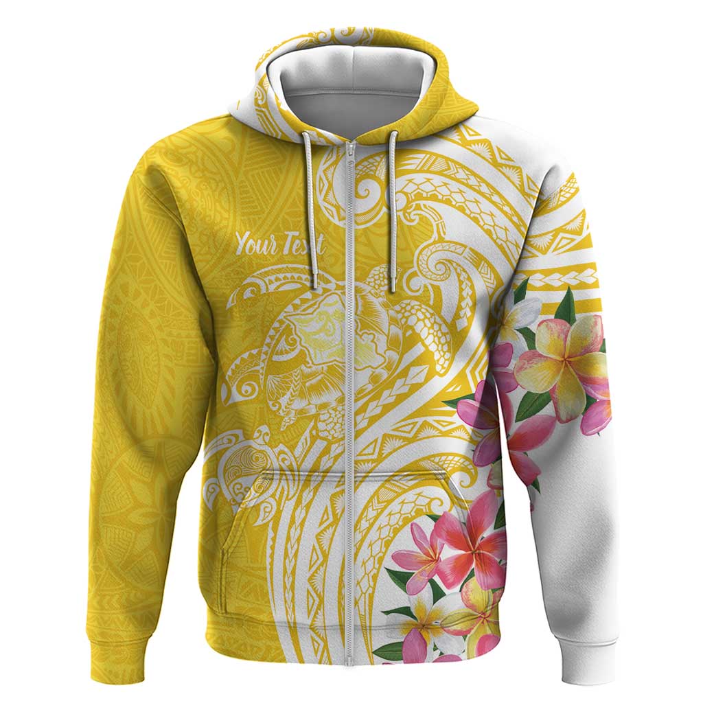 Aloha Oahu Island Personalized Zip Hoodie Yellow Dreamy Turtle