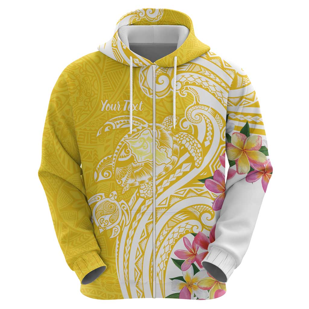 Aloha Oahu Island Personalized Zip Hoodie Yellow Dreamy Turtle