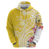 Aloha Oahu Island Personalized Zip Hoodie Yellow Dreamy Turtle