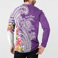 Aloha Kauai Island Personalized Button Sweatshirt Lilac Dreamy Turtle LT7 - Polynesian Pride