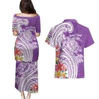Aloha Kauai Island Personalized Couples Matching Puletasi and Hawaiian Shirt Lilac Dreamy Turtle LT7 - Polynesian Pride