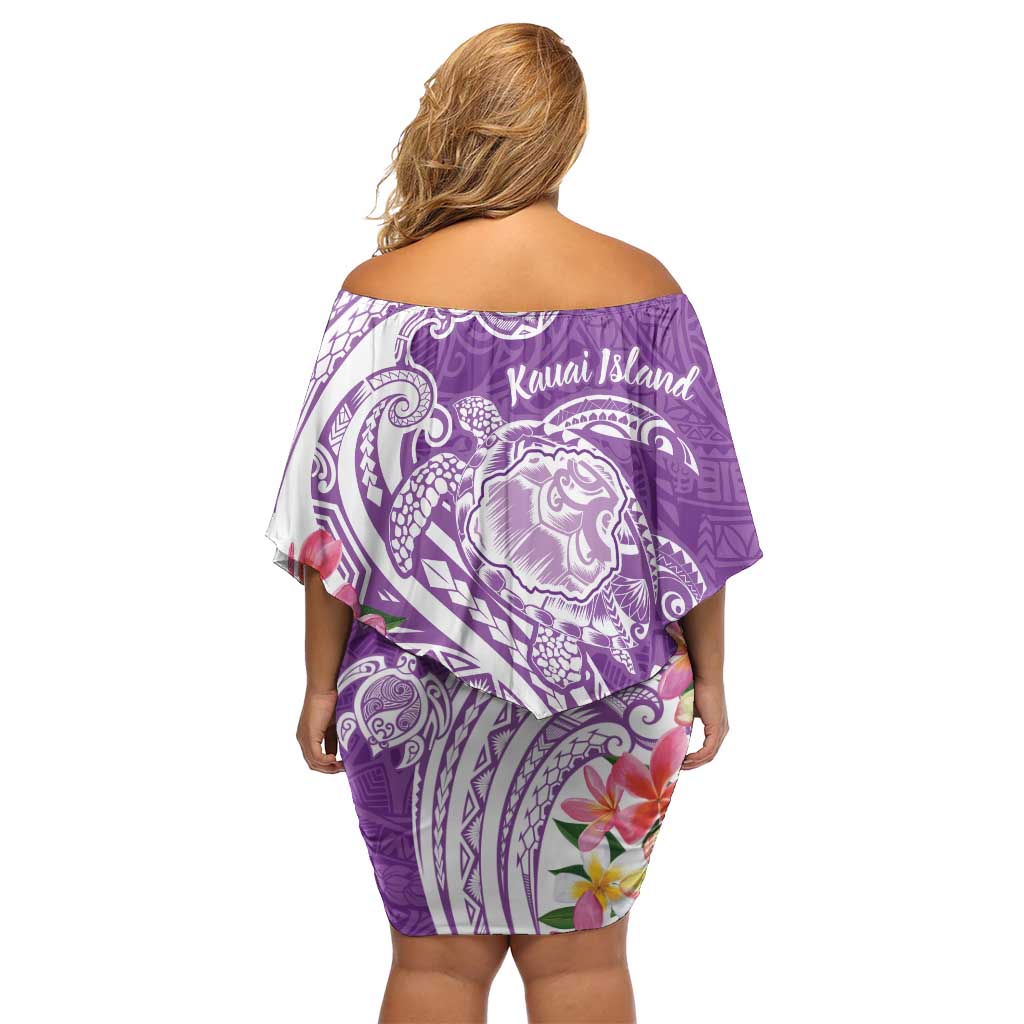 Aloha Kauai Island Personalized Family Matching Off Shoulder Short Dress and Hawaiian Shirt Lilac Dreamy Turtle