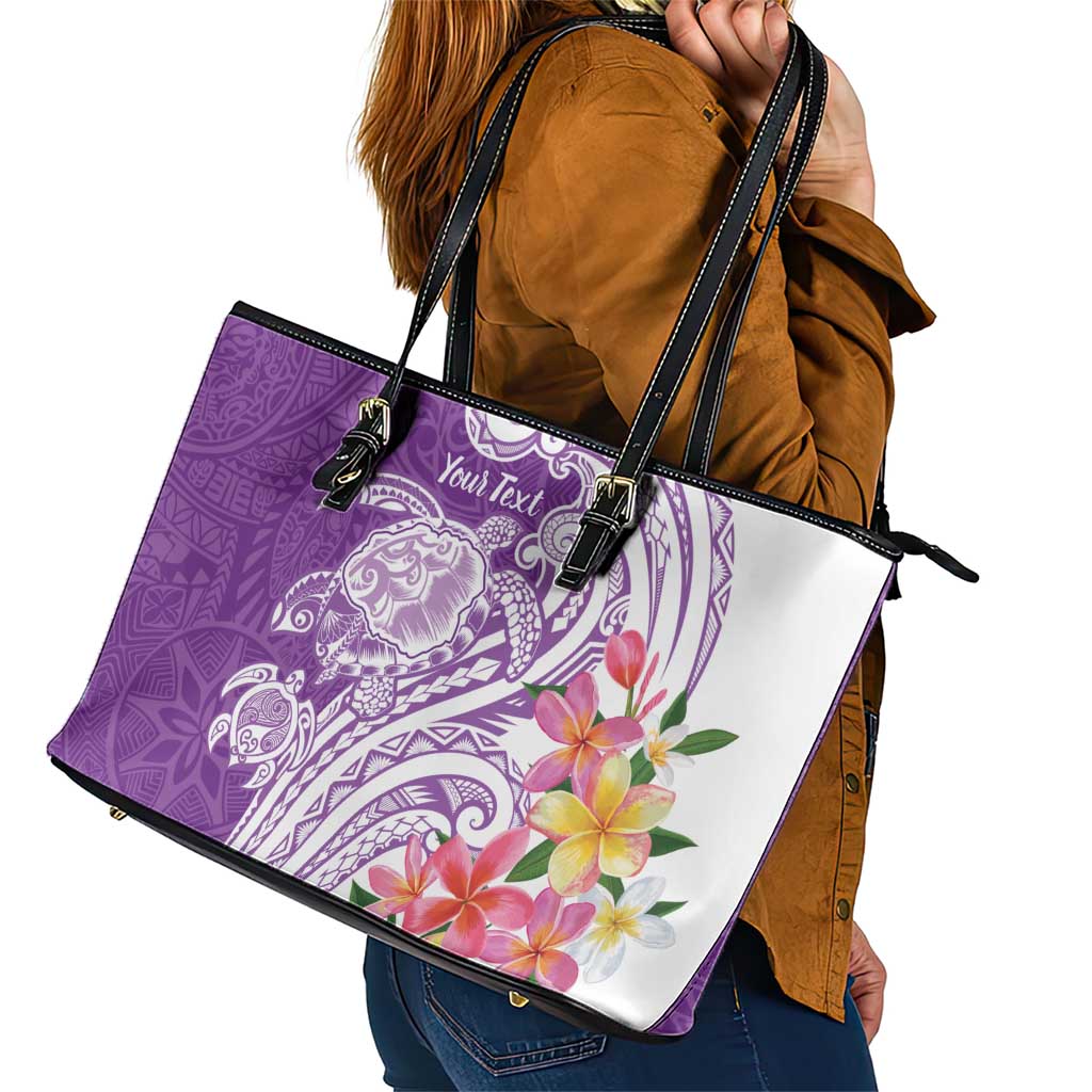 Aloha Kauai Island Personalized Leather Tote Bag Lilac Dreamy Turtle