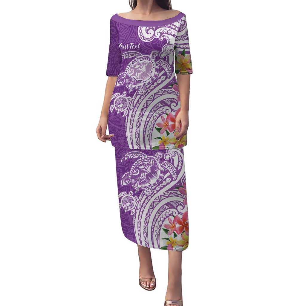 Aloha Kauai Island Personalized Puletasi Lilac Dreamy Turtle