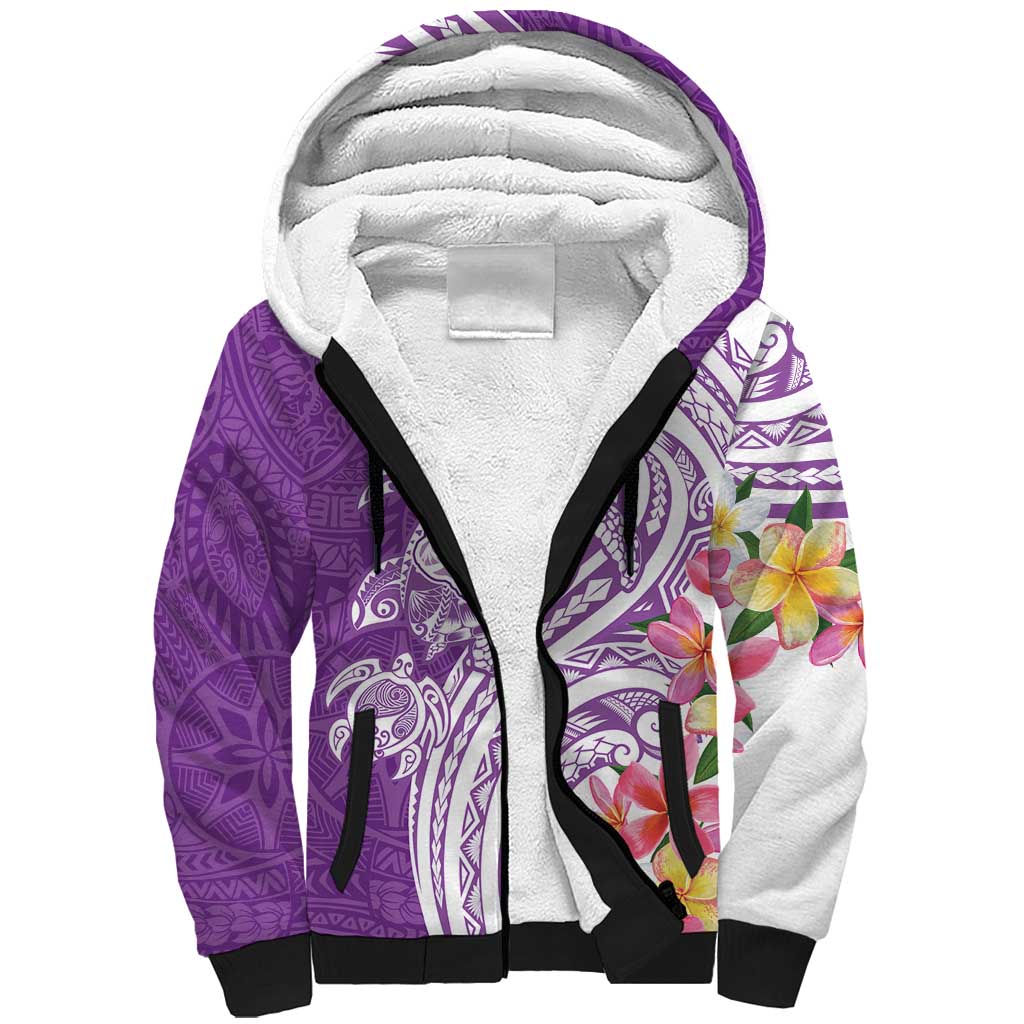 Aloha Kauai Island Personalized Sherpa Hoodie Lilac Dreamy Turtle LT7 Unisex Lilac - Polynesian Pride