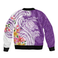 Aloha Kauai Island Personalized Sleeve Zip Bomber Jacket Lilac Dreamy Turtle
