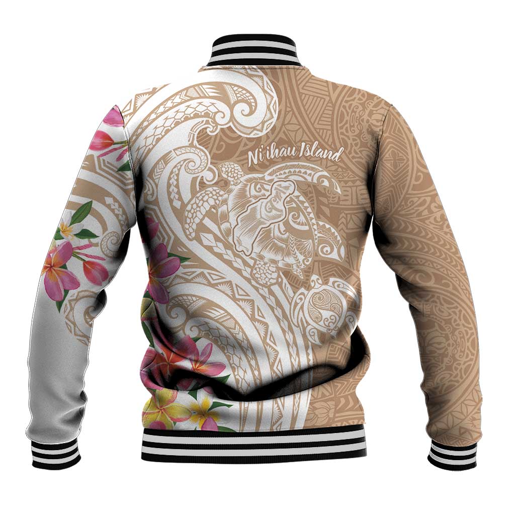 Aloha Niihau Island Personalized Baseball Jacket Beige Dreamy Turtle LT7 - Polynesian Pride