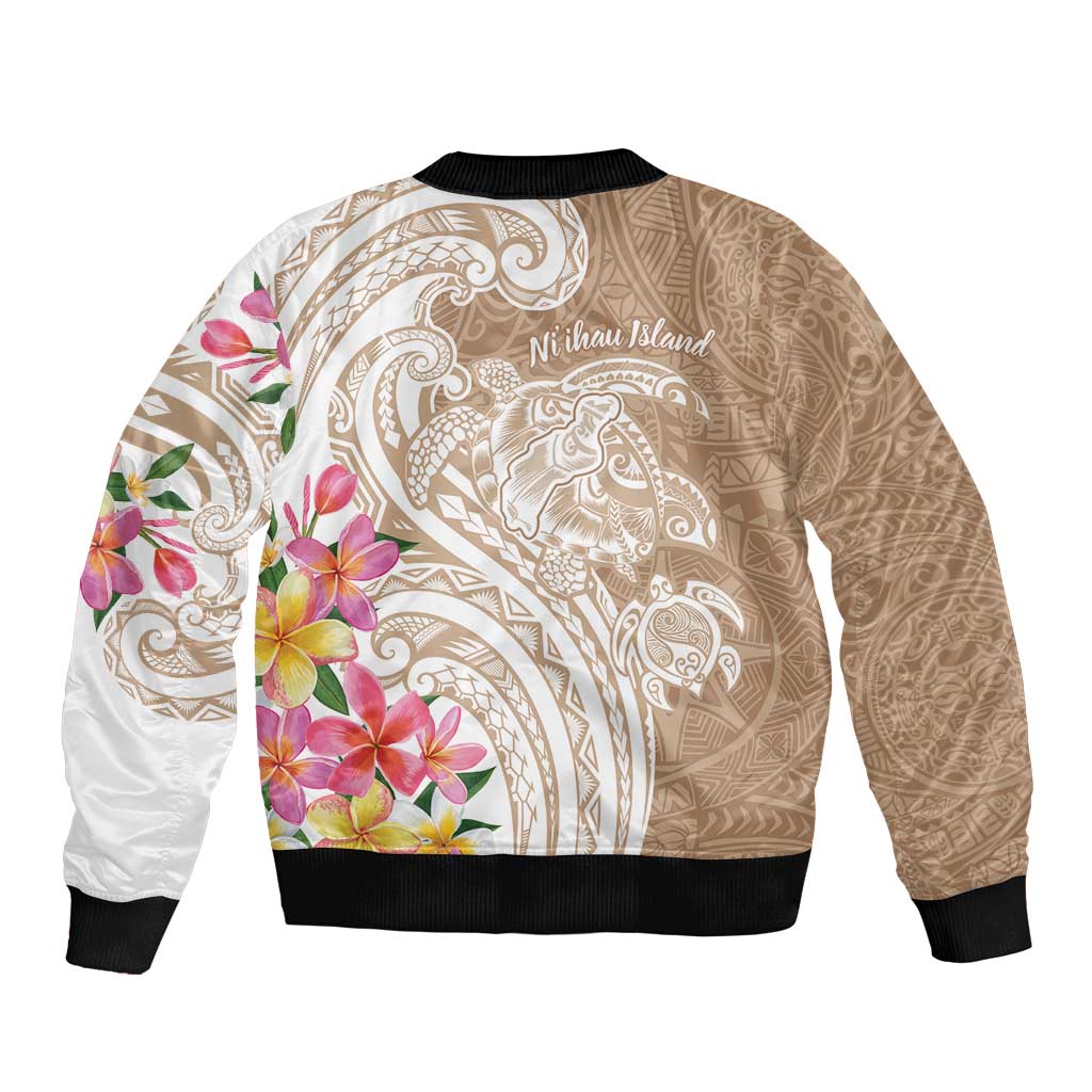 Aloha Ni’ihau Island Personalized Bomber Jacket Beige Dreamy Turtle