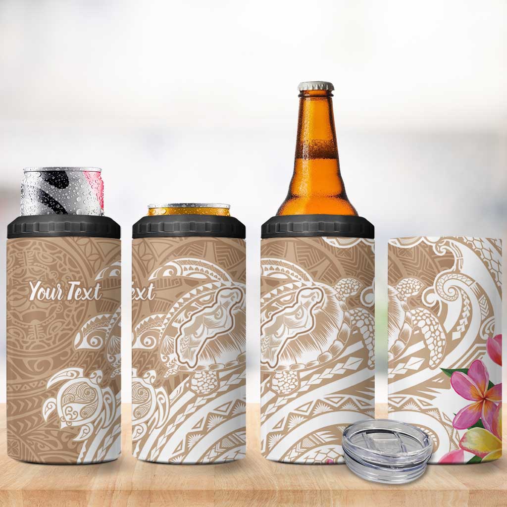 Aloha Niihau Island Personalized 4 in 1 Can Cooler Tumbler Beige Dreamy Turtle LT7 - Polynesian Pride