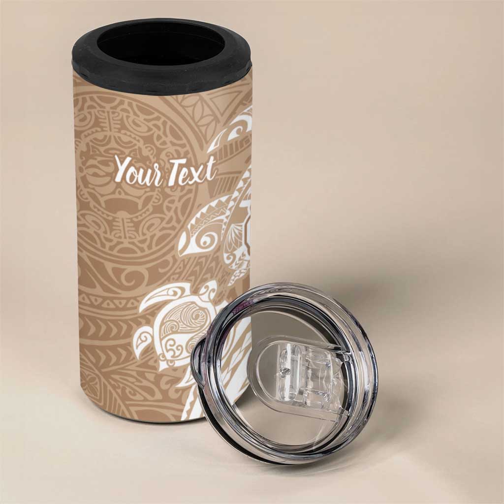 Aloha Niihau Island Personalized 4 in 1 Can Cooler Tumbler Beige Dreamy Turtle LT7 - Polynesian Pride