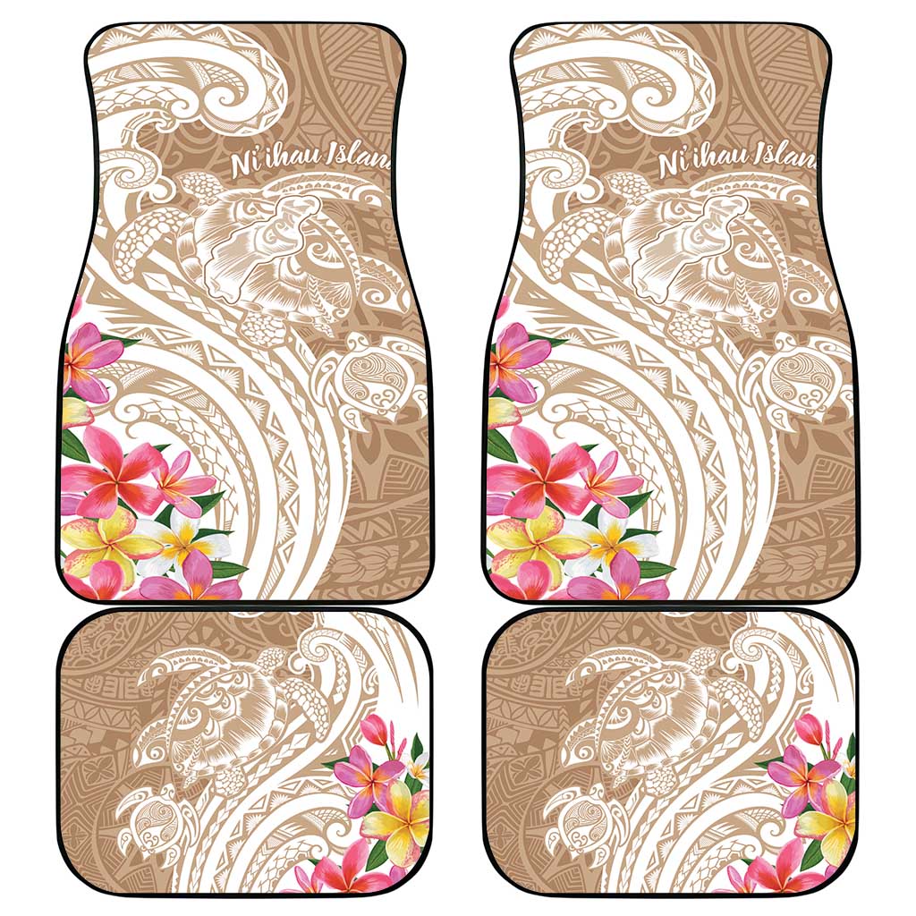 Aloha Niihau Island Personalized Car Mats Beige Dreamy Turtle LT7 - Polynesian Pride