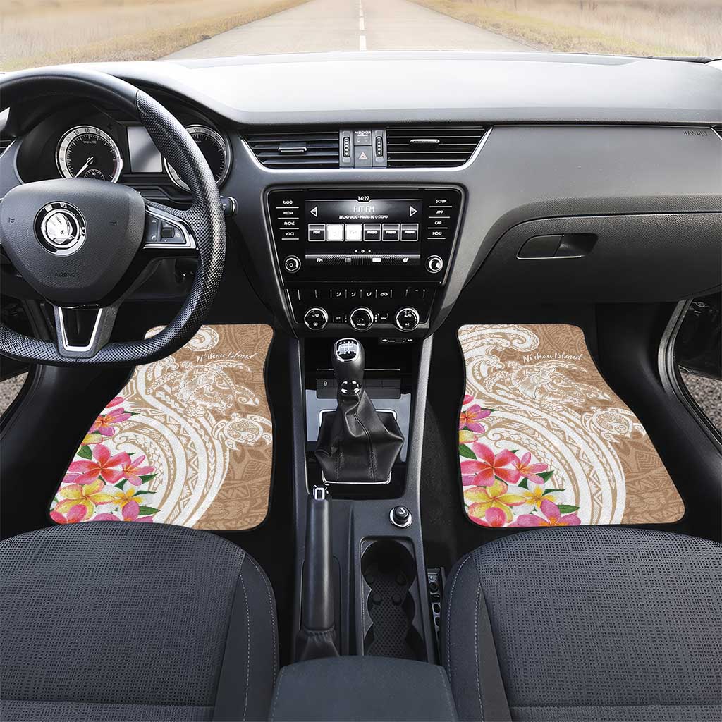 Aloha Niihau Island Personalized Car Mats Beige Dreamy Turtle LT7 Set 2pcs - Front Beige - Polynesian Pride