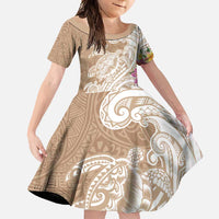 Aloha Ni’ihau Island Personalized Family Matching Mermaid Dress and Hawaiian Shirt Beige Dreamy Turtle