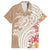 Aloha Ni’ihau Island Personalized Family Matching Off Shoulder Maxi Dress and Hawaiian Shirt Beige Dreamy Turtle