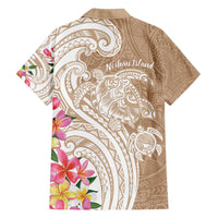 Aloha Ni’ihau Island Personalized Family Matching Off Shoulder Short Dress and Hawaiian Shirt Beige Dreamy Turtle
