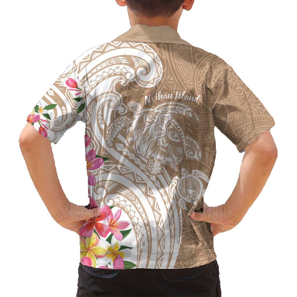 Aloha Ni’ihau Island Personalized Family Matching Puletasi and Hawaiian Shirt Beige Dreamy Turtle