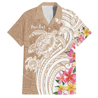 Aloha Ni’ihau Island Personalized Family Matching Puletasi and Hawaiian Shirt Beige Dreamy Turtle