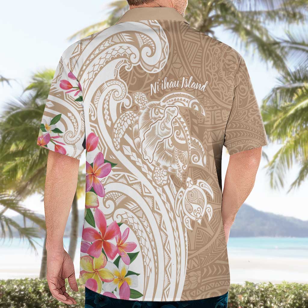 Aloha Niihau Island Personalized Hawaiian Shirt Beige Dreamy Turtle LT7 - Polynesian Pride