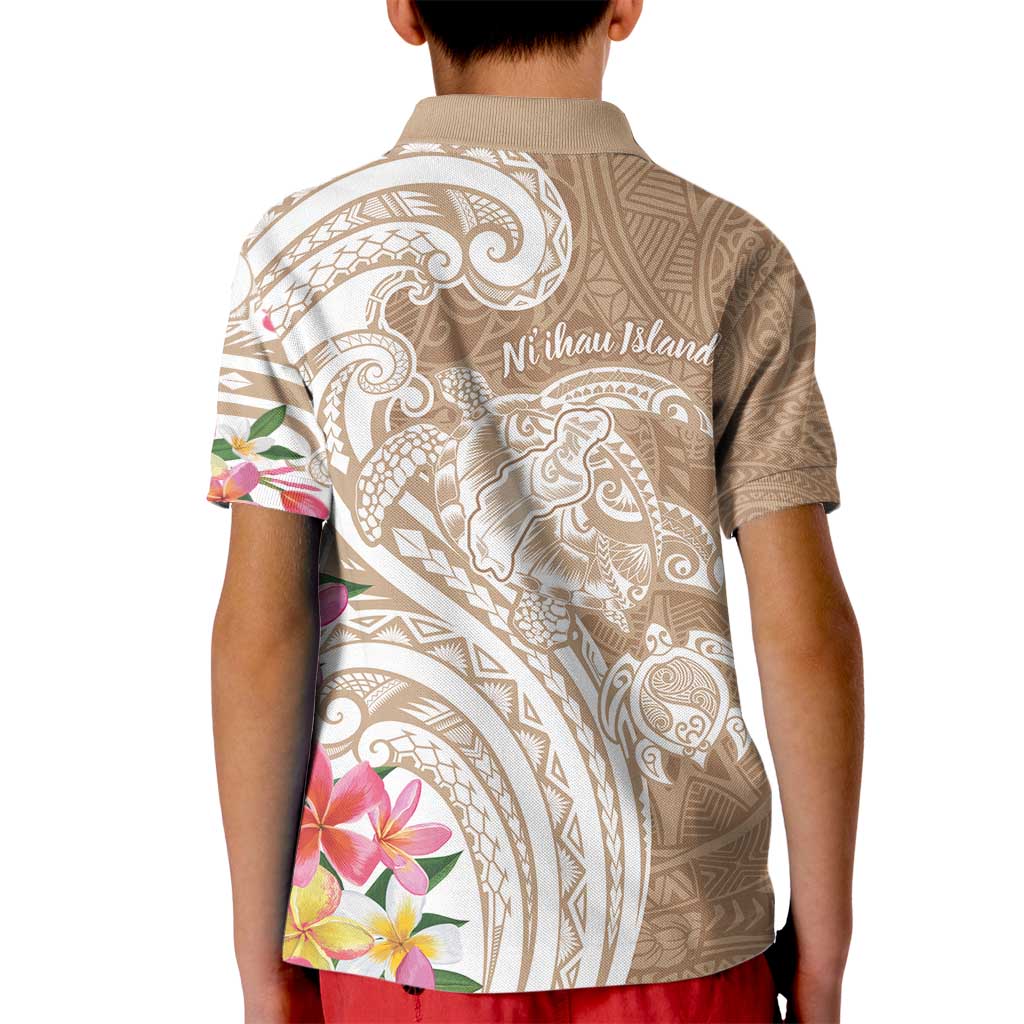 Aloha Ni’ihau Island Personalized Kid Polo Shirt Beige Dreamy Turtle